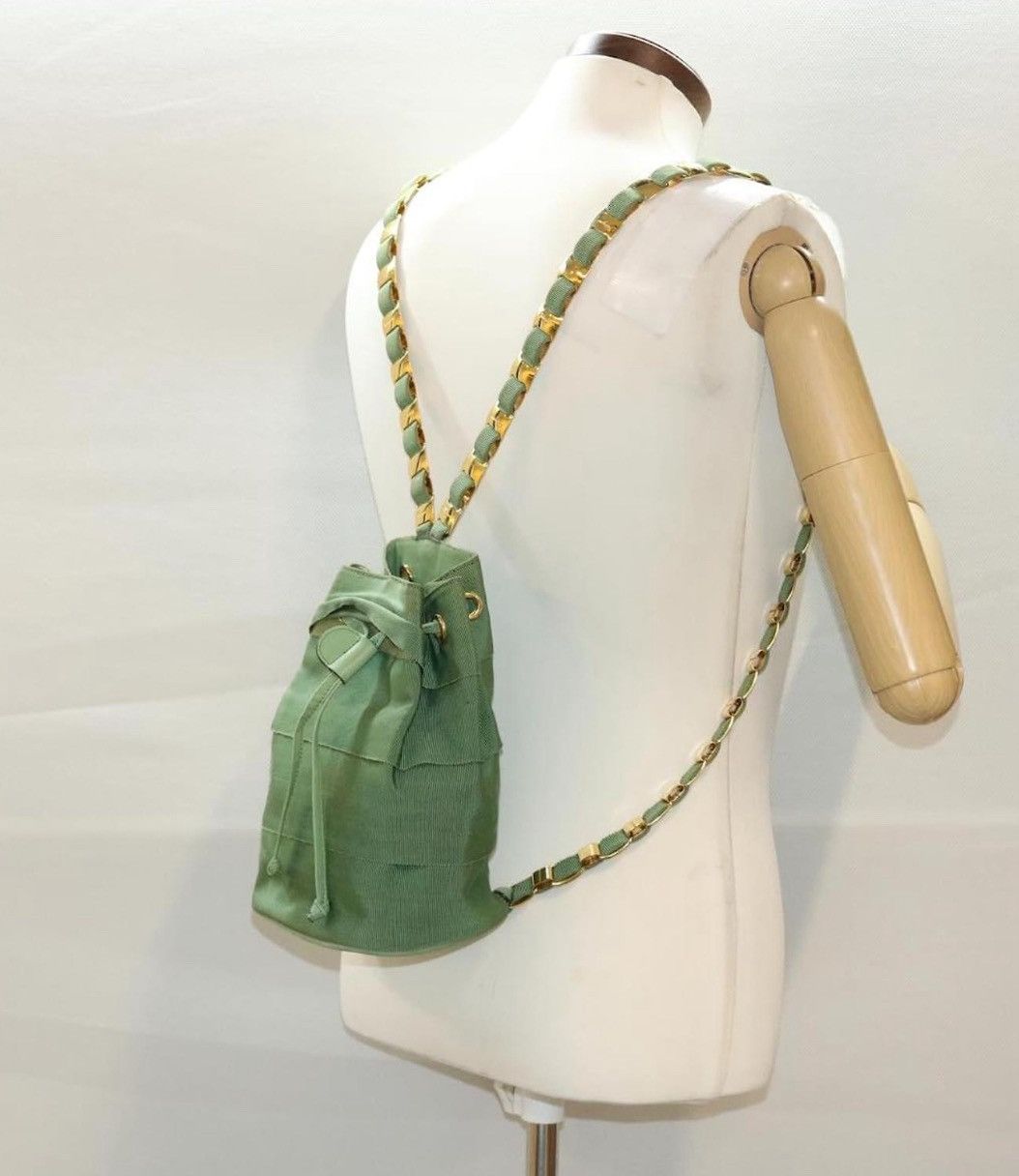 Salvatore Ferragamo Salvatore Ferragamo green ruffle canvas bucket backpack Size ONE SIZE - 1 Thumbnail
