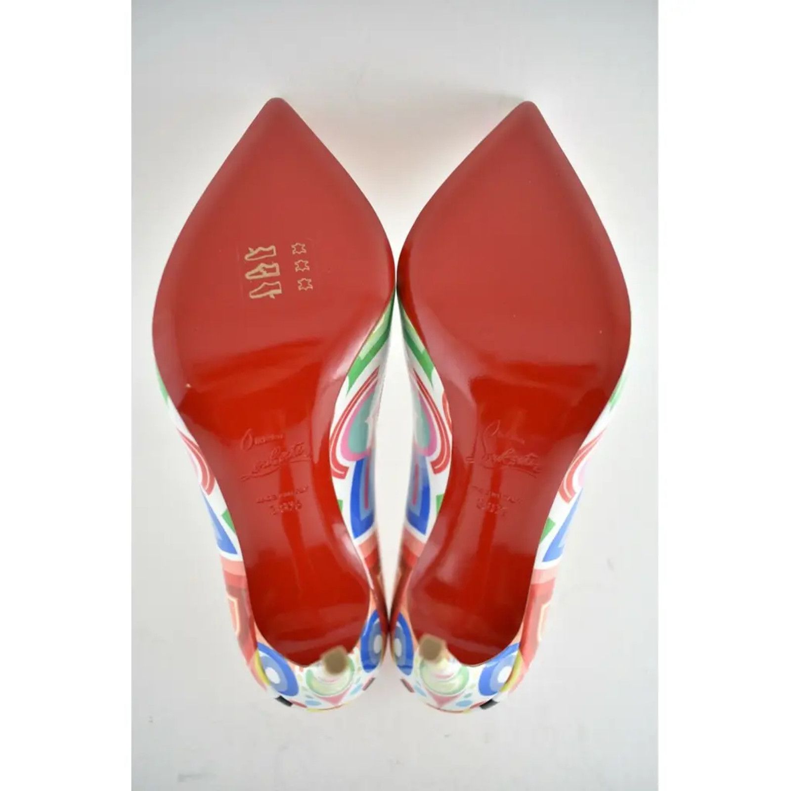 Christian Louboutin Hot Chick 100 Patent Tivoli Platine Gold Red Heel Pump 38.5 Size US 8.5 / IT 38.5 - 12 Thumbnail