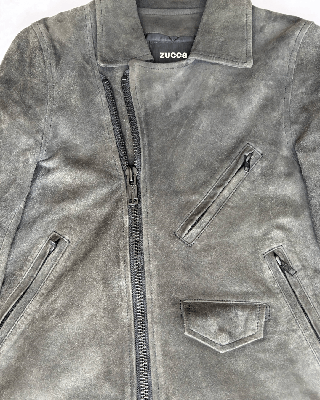 Blackmeans × Japanese Brand × Zucca Zucca x Blackmeans Green Suede Biker Jacket Size S / US 4 / IT 40 - 2 Thumbnail