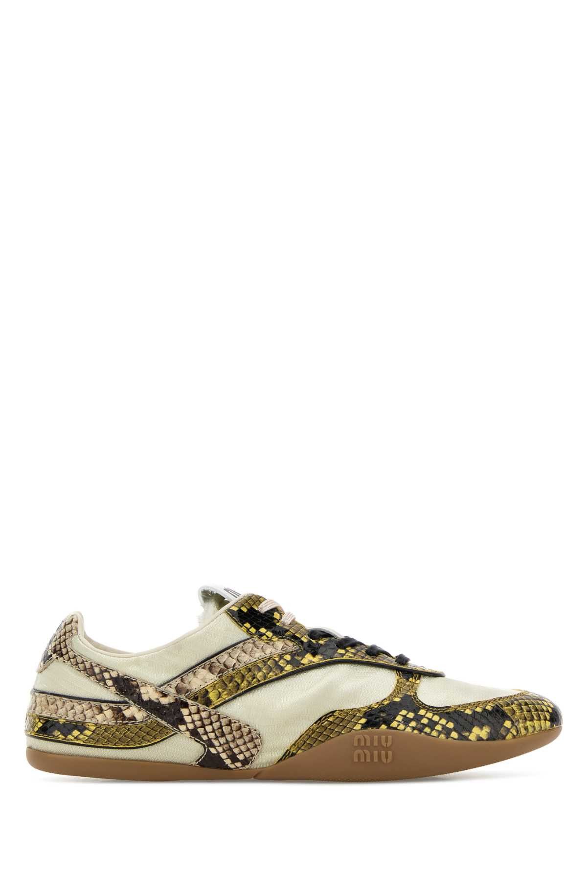 Miu Miu Multicolor Fabric And Leather Sneakers Size US 6.5 / IT 36.5 - 1 Thumbnail