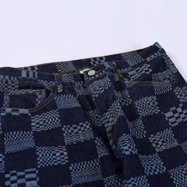 VIBE Check Pattern Blue Denim Jeans Size US 28 / EU 44 - 5 Thumbnail
