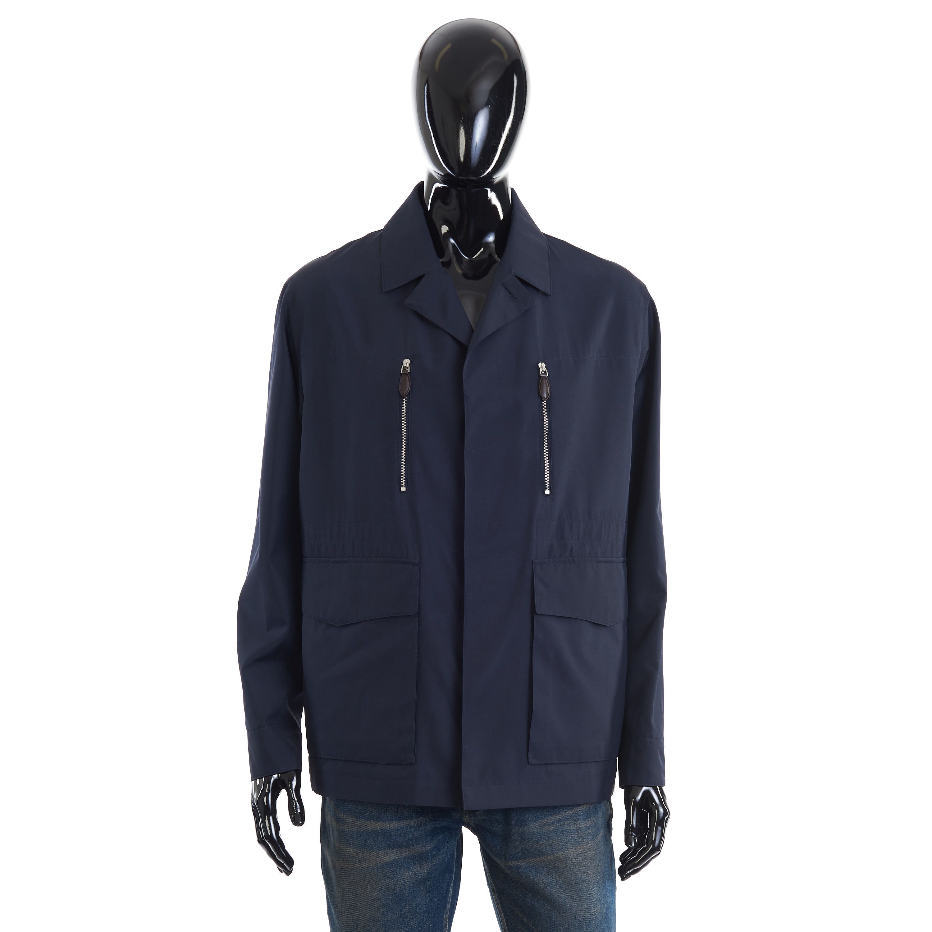 image of Berluti Blue Technical Travel Jacket Size R50 in Cold Night Blue, Men's