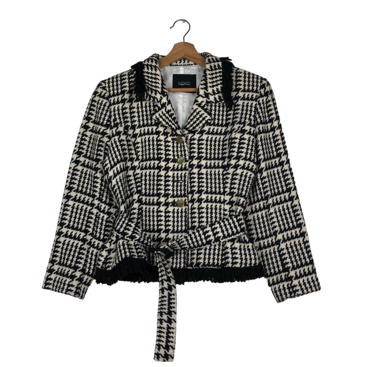 Japanese Brand 🔥Vintage Cropped Tweed Jacket Wool Belt Leggy Press Japan Size M / US 6-8 / IT 42-44 - 1 Thumbnail