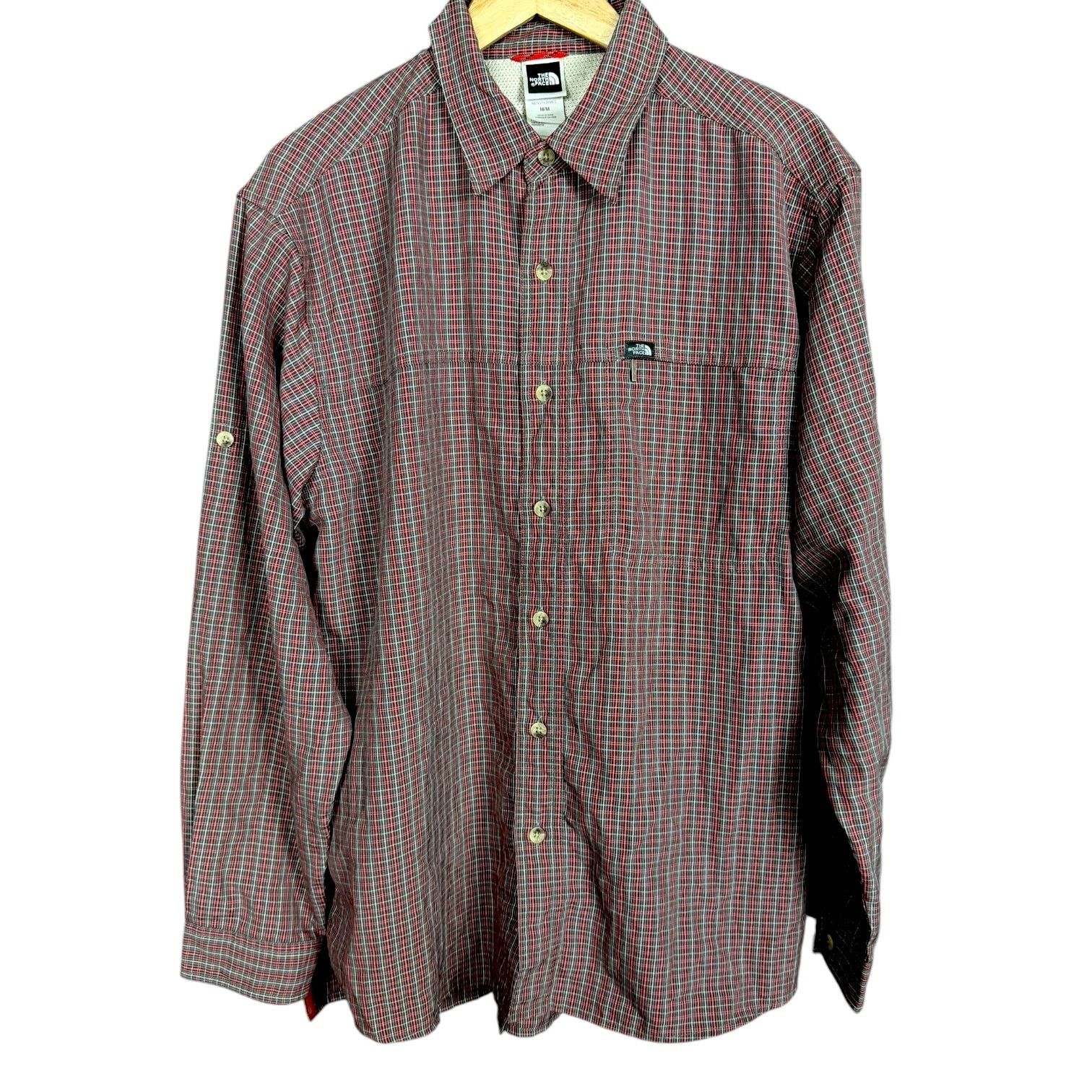The North Face Red Plaid Tartan Men's Button Down Shirt - M