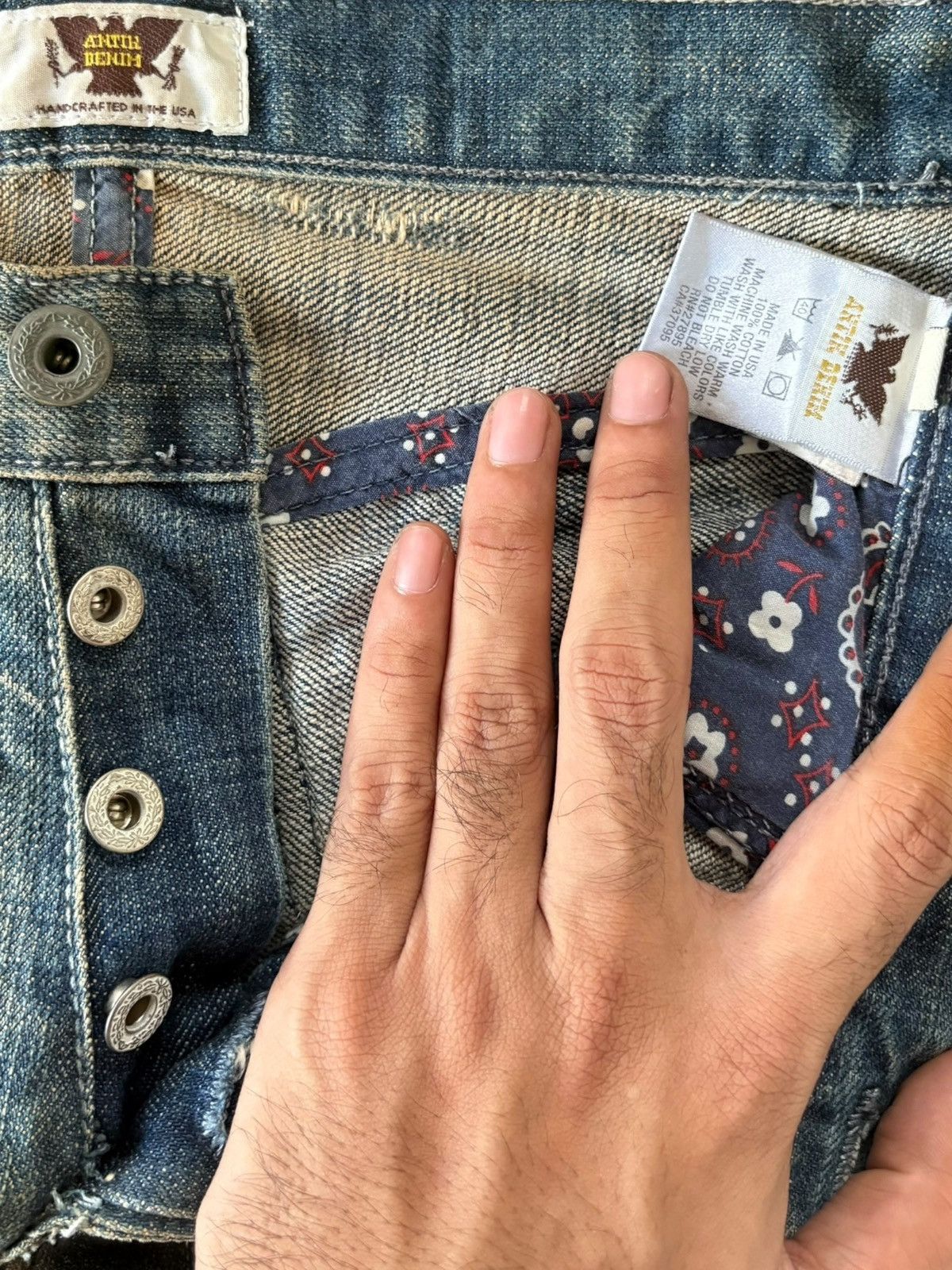Antik Denim Vintage Japanese Brand Mud Wash Distress Flare Jeans Size 29" - 5 Thumbnail