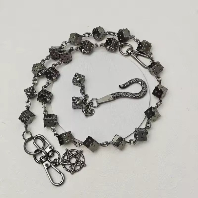 Vintage Retro Skull Dice Black Gun Plated Metal Wallet Chain Size ONE SIZE - 3 Thumbnail
