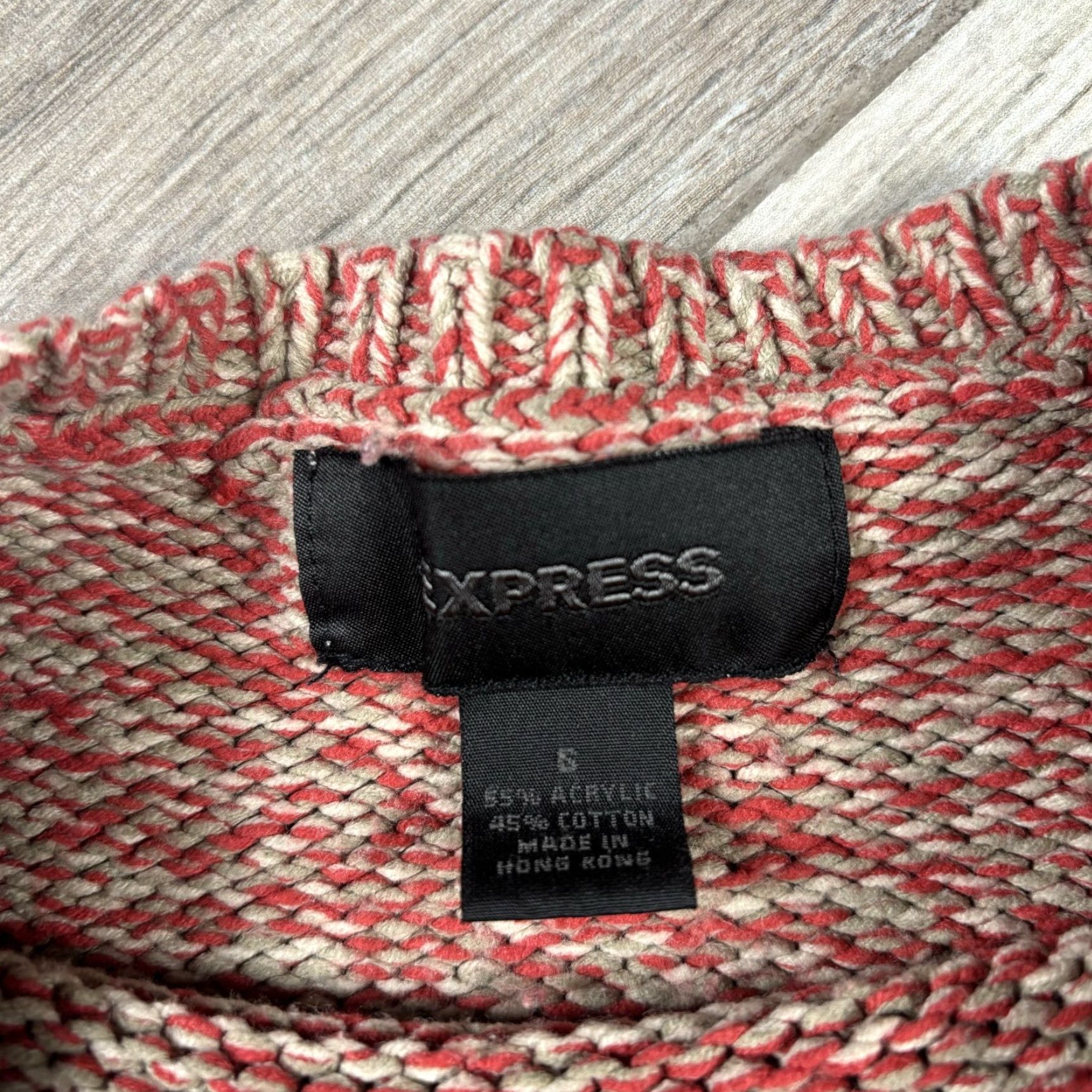 Express Express Sweater Mens Small Vintage Pullover Crewneck Striped Red Size US S / EU 44-46 / 1 - 3 Thumbnail