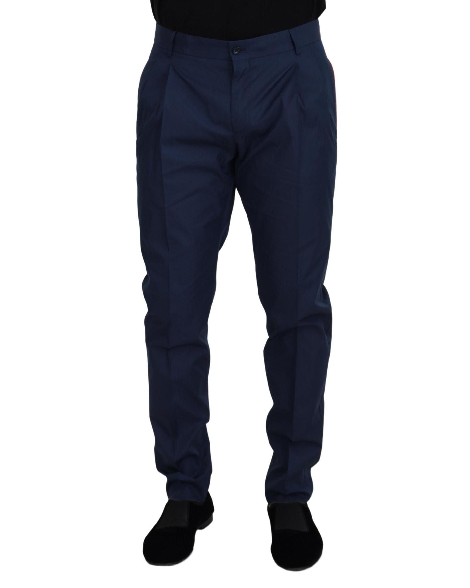 image of Dolce Gabbana Cotton Chino Formal Pants in Blue, Men's (Size 30)