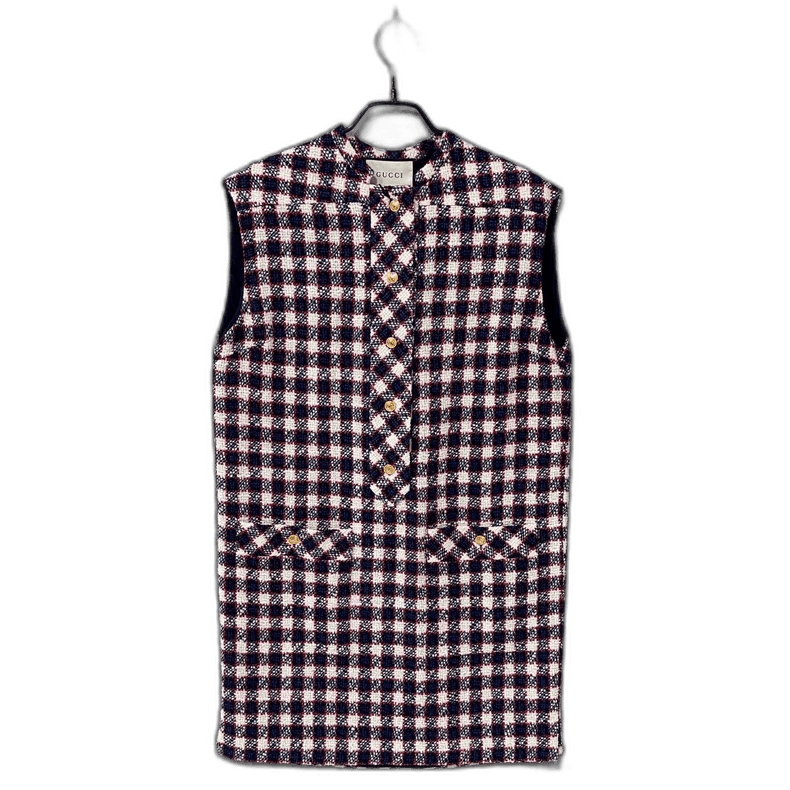Gucci Sleeveless Gucci Woven Check Dress Size L / US 10 / IT 46 - 1 Thumbnail
