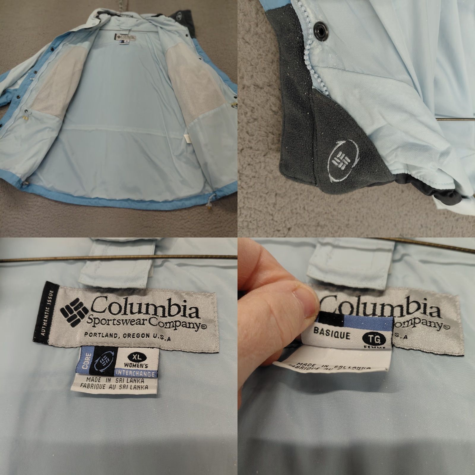 Vintage Columbia Rain Jacket Womens XL Pale Blue White Storm Dry Waterproof Hooded Jacket Size XL / US 12-14 / IT 48-50 - 9 Thumbnail
