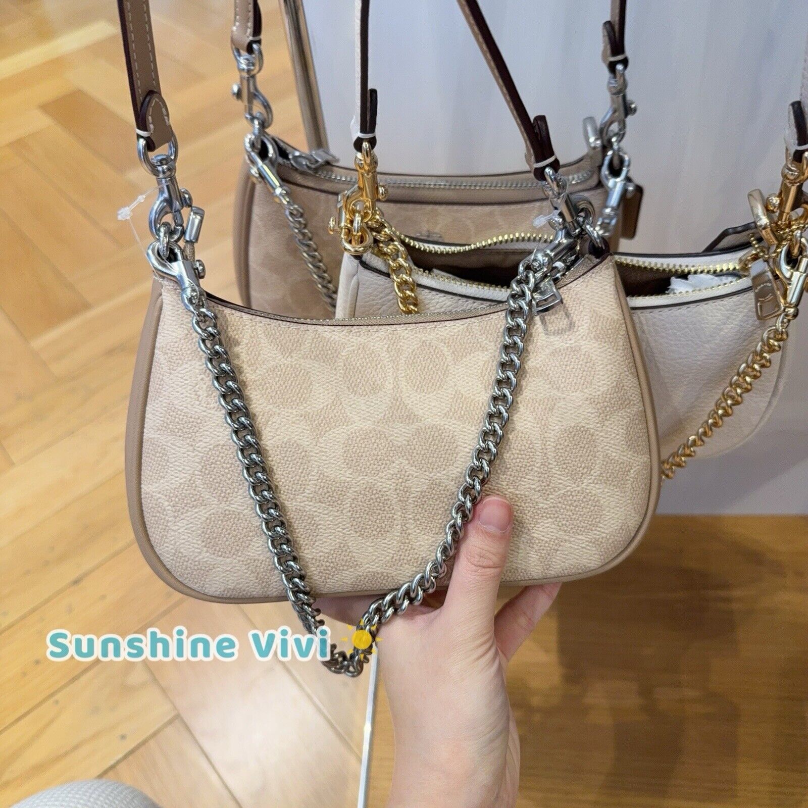 Coach NWT Coach Teri Mini Crossbody Bag cw323 Silver/Sand/Taupe Size ONE SIZE - 2 Thumbnail