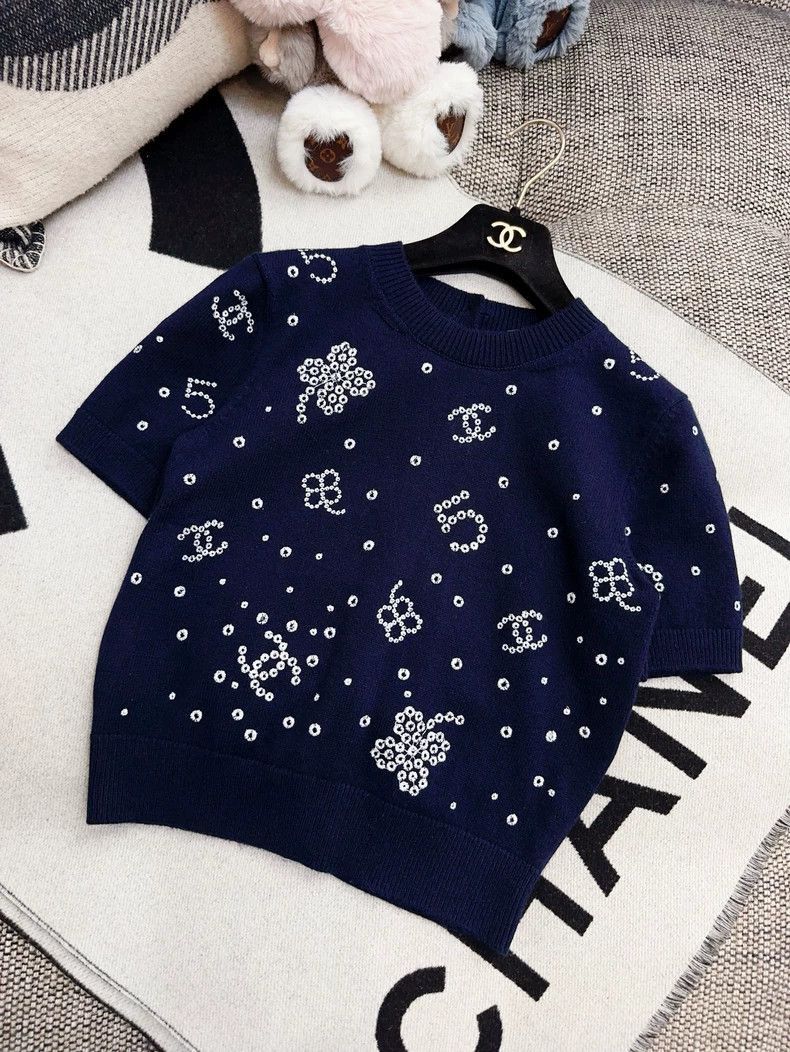 Chanel Chanel 23P Blue Embroidered Short Sleeve Cardigan Size M / US 6-8 / IT 42-44 - 7 Thumbnail
