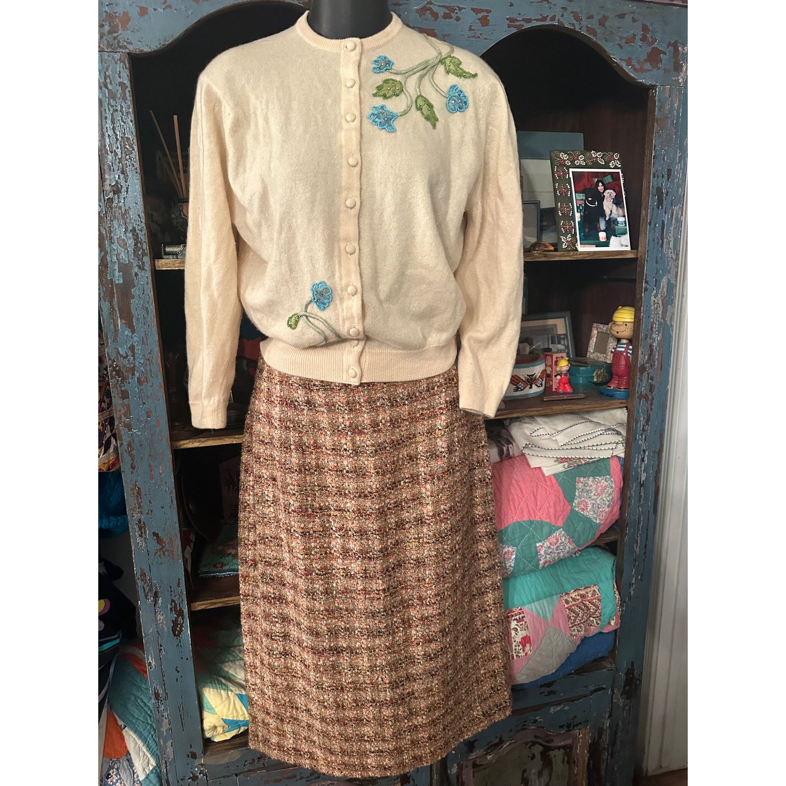 Lafayette 148 NEW LAFAYETTE 148 NUBBY TWEED SKIRT GOLD FLECKS 10 Size 32" / US 10 / IT 46 - 11 Thumbnail