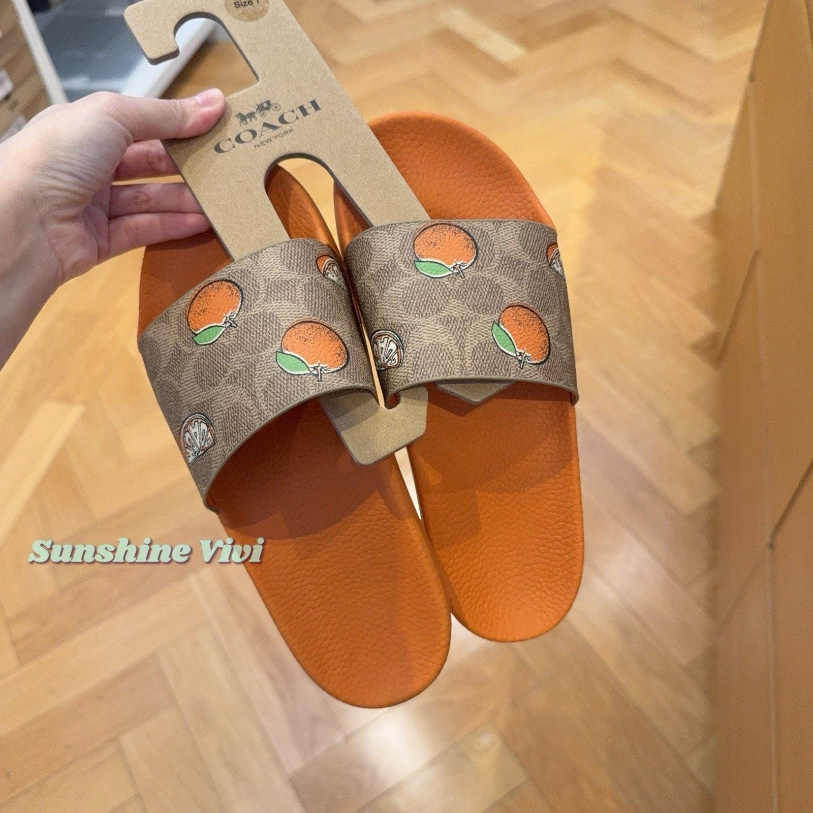 Coach New Coach Women Udele Sport Slide Fruit CAR29 Tan US 11 Size US 11 / IT 41 - 4 Thumbnail