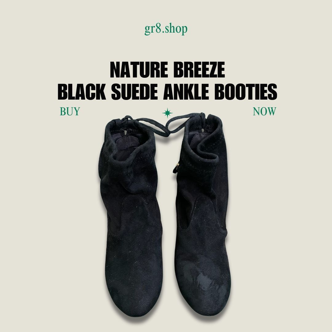 Other Nature Breeze Black Suede Ankle Booties Size 9 With Tie Back Size US 9 / IT 39 - 1 Thumbnail