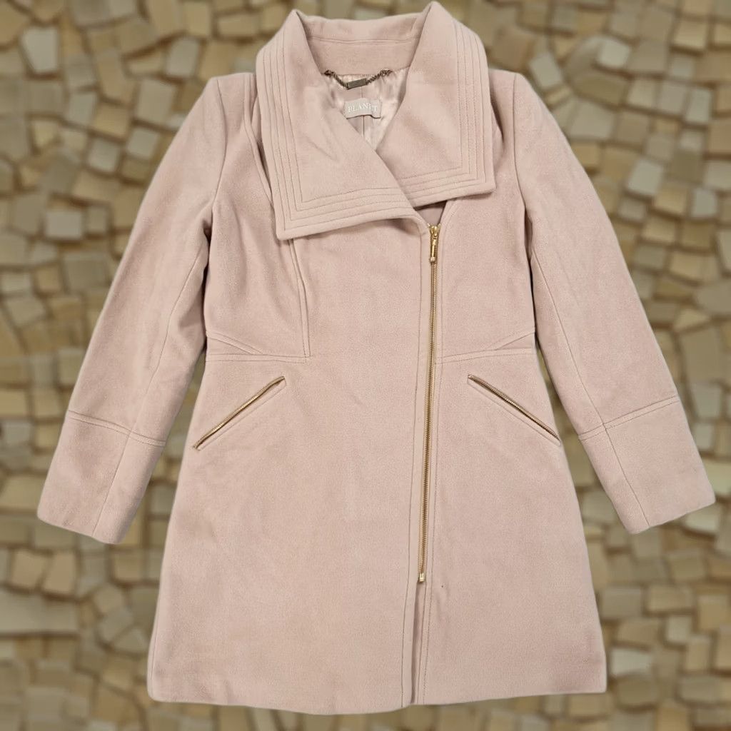 Vintage PLANET Coat Womens Beige 10 UK Wool Cashmere Full Zip Size L / US 10 / IT 46 - 1 Thumbnail