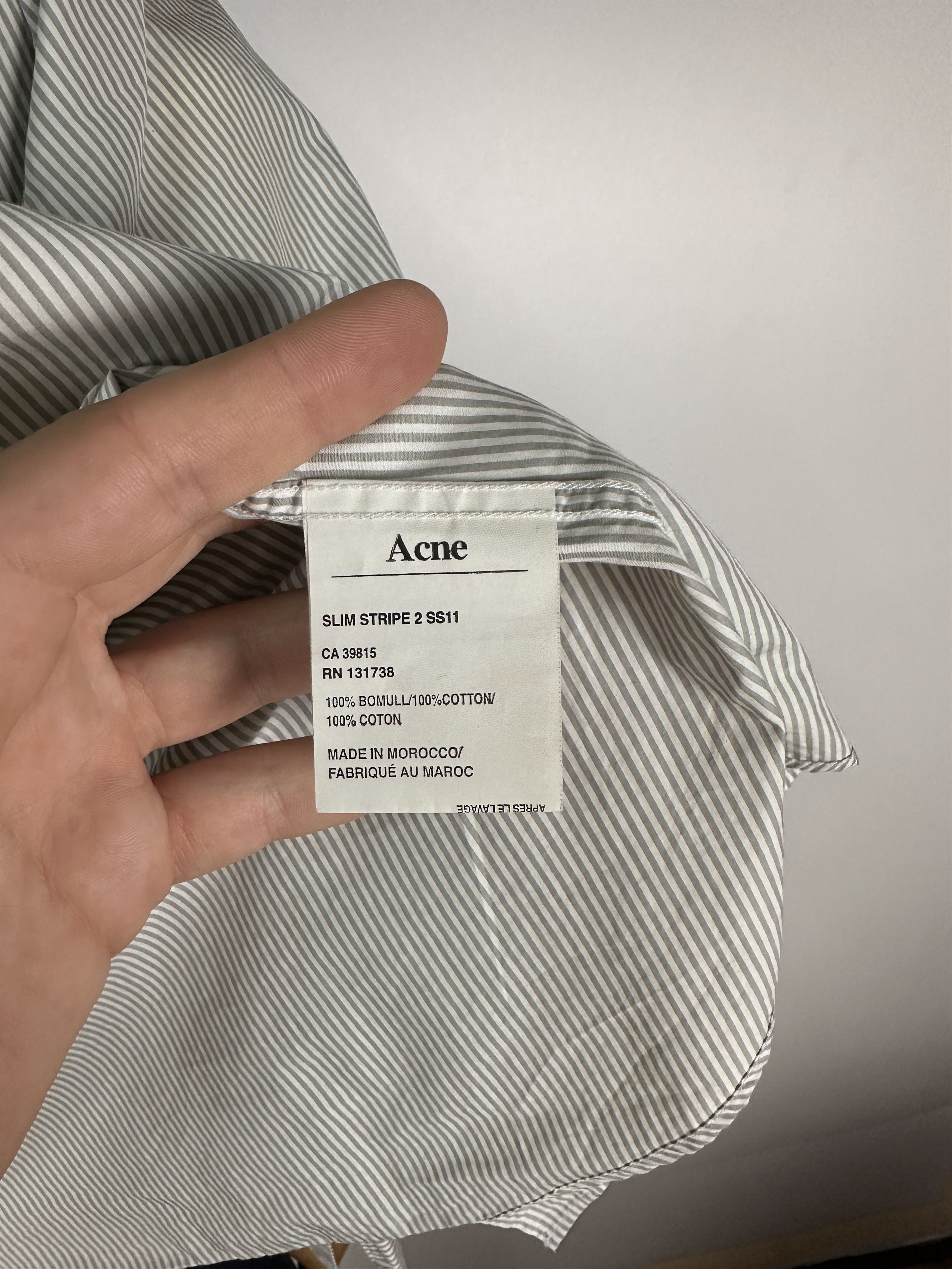 Acne Studios Acne Slim Stripe 2 Mens Shirt Long Sleeve Gray Size 46 Size US S / EU 44-46 / 1 - 10 Thumbnail