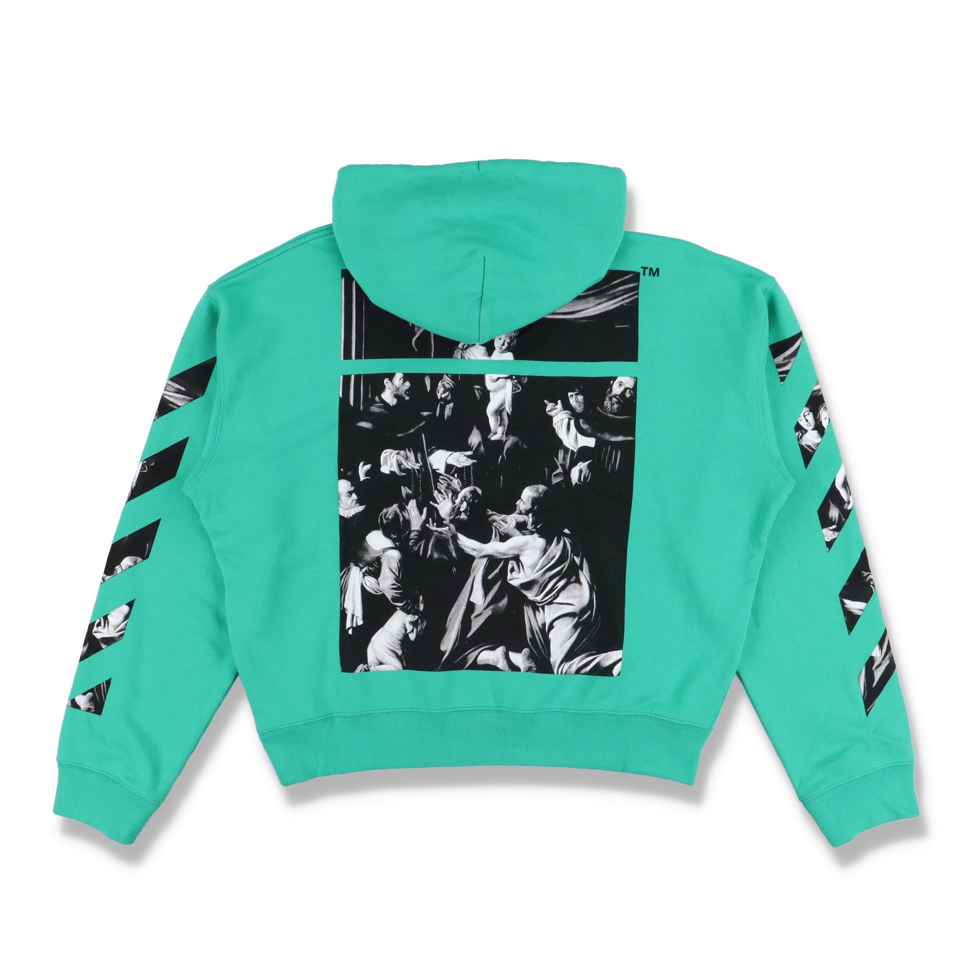 Off-White Green Caravaggio Diagonals Box Oversized Hoodie Size M / US 6-8 / IT 42-44 - 2 Thumbnail