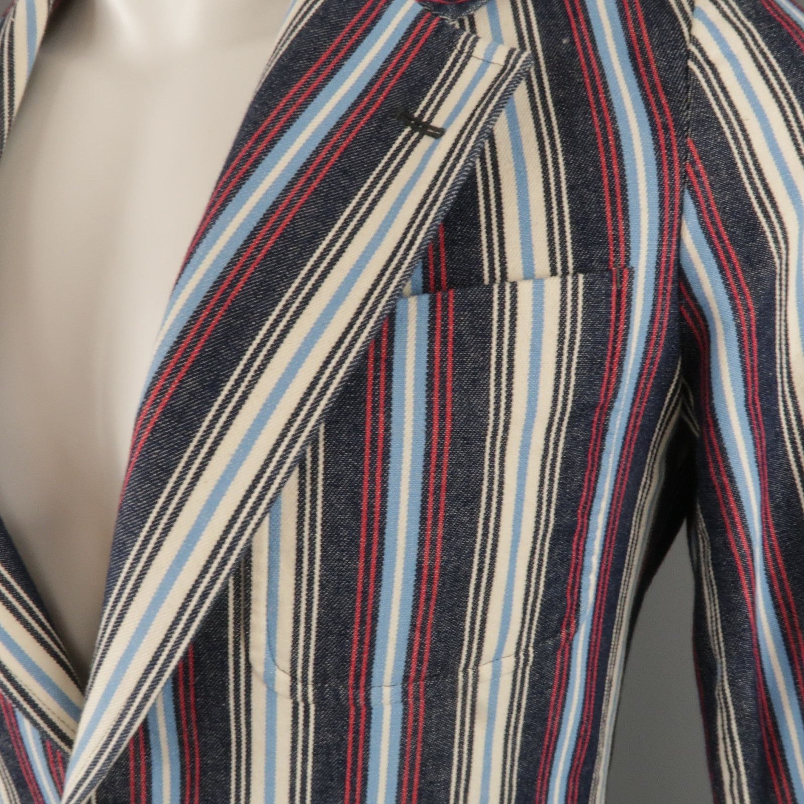 Other The Stylist Japan Size XS Red White & Blue Stripe Cotton Size 34R - 4 Thumbnail