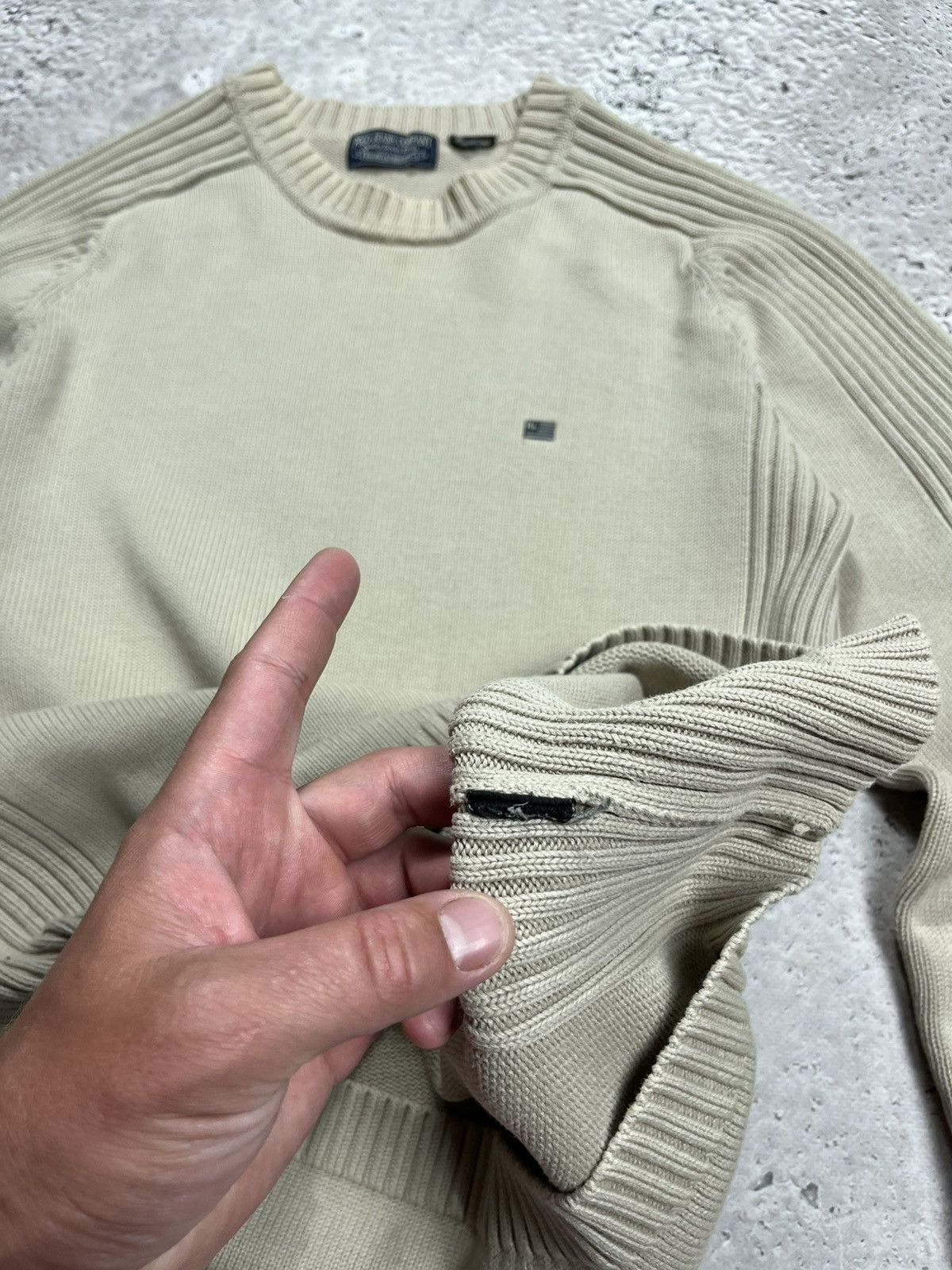 Polo Jeans Company RL Beige Knit Sweater Ribbed Sleeves