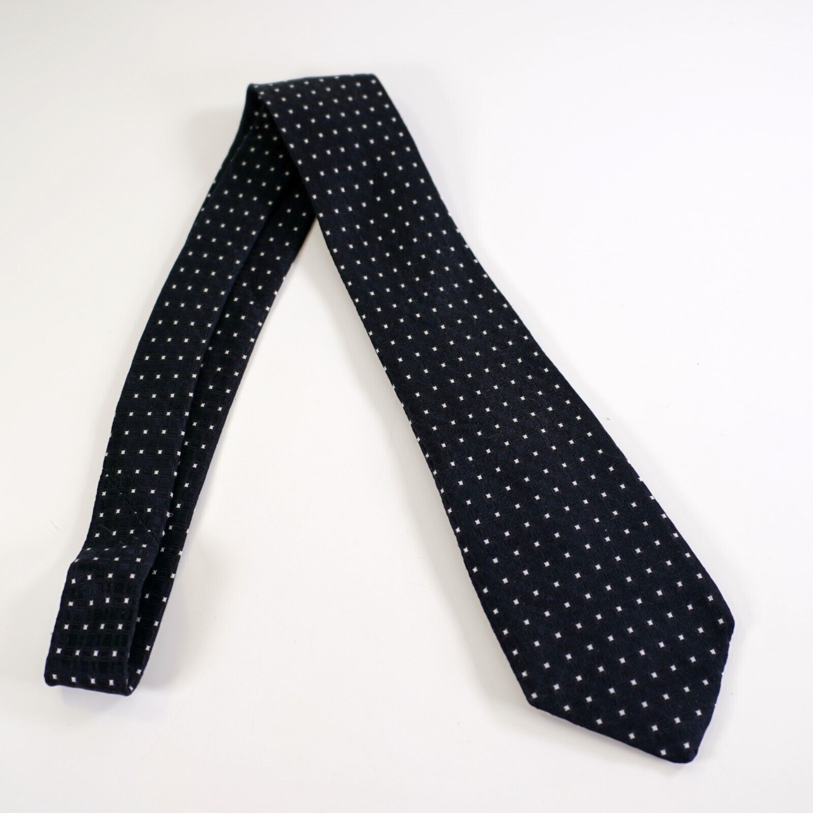 Calvin Klein Calvin Klein Blue Woven Geometric Silk Tie Size ONE SIZE - 7 Thumbnail