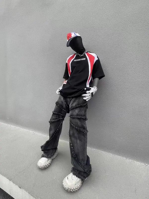 Japanese Brand VIBE Retro street wash raw edge micro-flare jeans Size US 30 / EU 46 - 3 Thumbnail