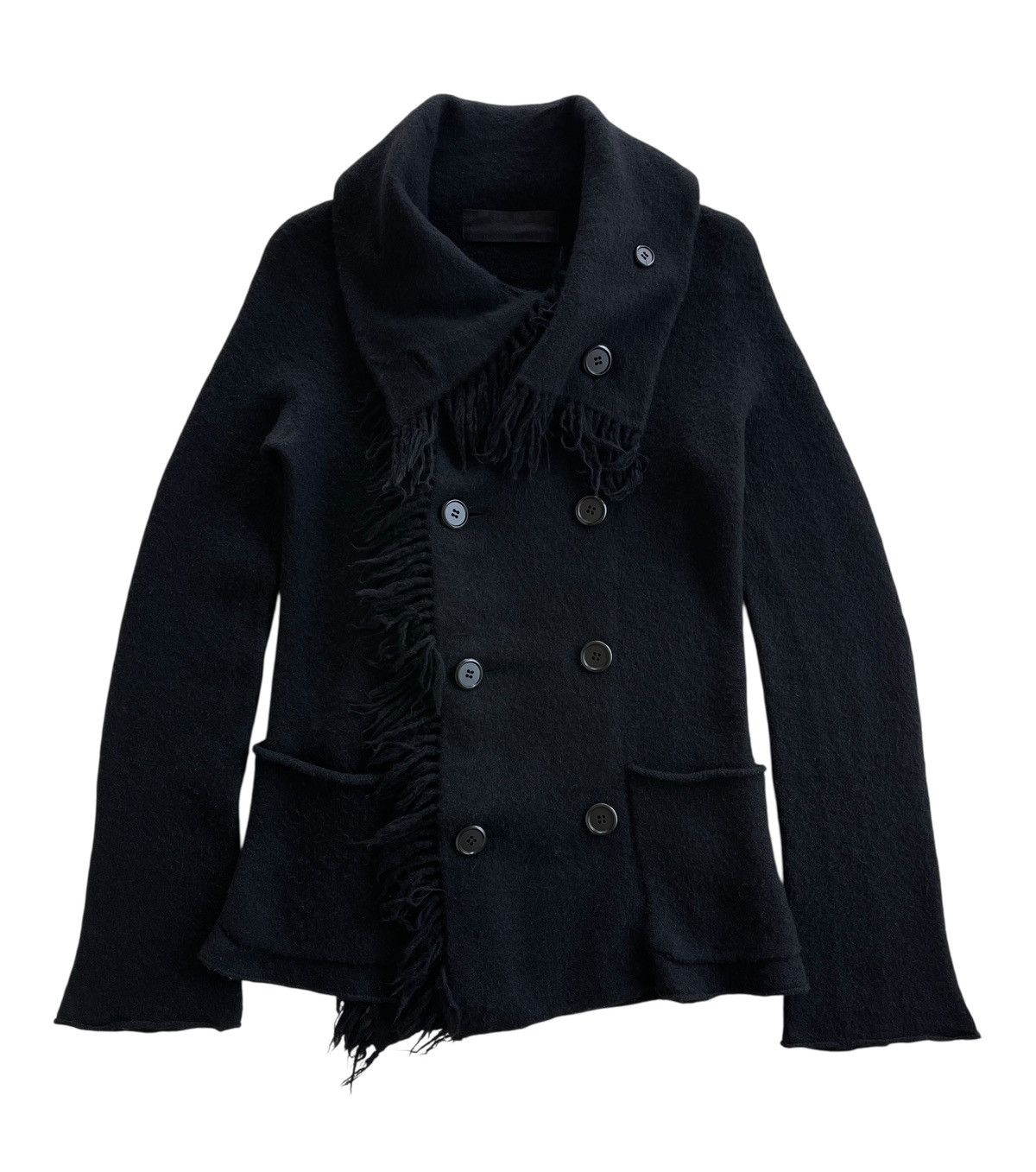 gomme GOMME Double Breasted Wool Fringe High Neck Jacket Size S / US 4 / IT 40 - 3 Thumbnail