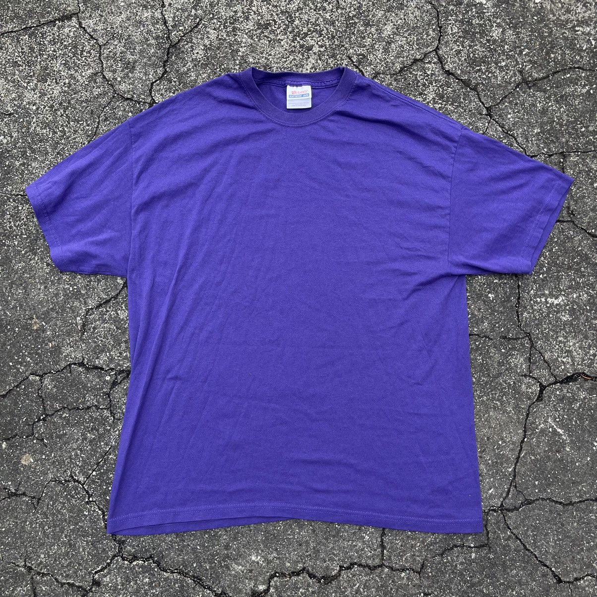 Hanes × Vintage Vintage Y2K HANES HEAVYWEIGHT Purple Blank Shirt Size US XL / EU 56 / 4 - 1 Thumbnail