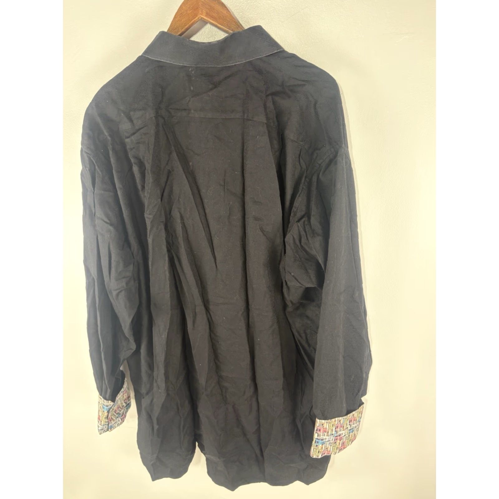 Luchiano Visconti VINTAGE Luchiano Visconti Dress Shirt Men’s 3XL Cotton Long Sleeve Button-Down Business Casual Black Size 48R - 3 Thumbnail