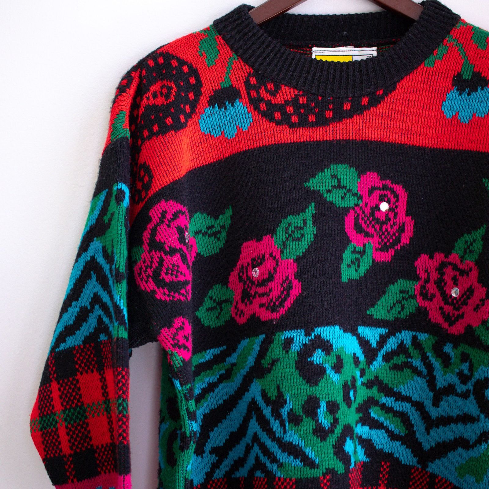 Vintage Vintage Traffic Jam Multi-Pattern OverSized Sweater Size 28 Size M / US 6-8 / IT 42-44 - 3 Thumbnail