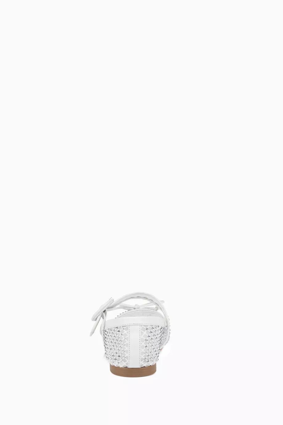 Christian Louboutin oc11z0525 Mamastrapitina Flat Resille Strass in White Size US 8 / IT 38 - 3 Thumbnail