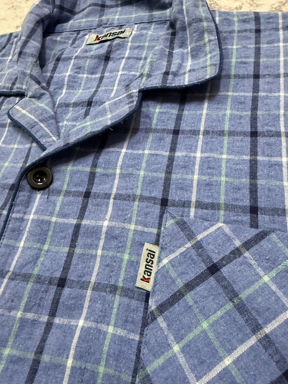 Kansai Yamamoto Kansai Bule Plaid Cotton Flannel pyjama Button Up Size US L / EU 52-54 / 3 - 5 Thumbnail