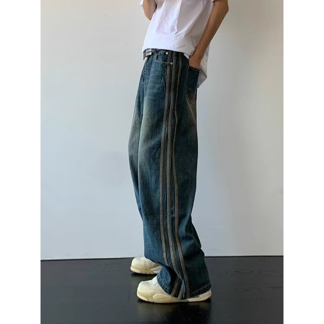 Japanese Brand × Jean Blue Street Wash Distressed Straight Jeans Size US 32 / EU 48 - 3 Thumbnail