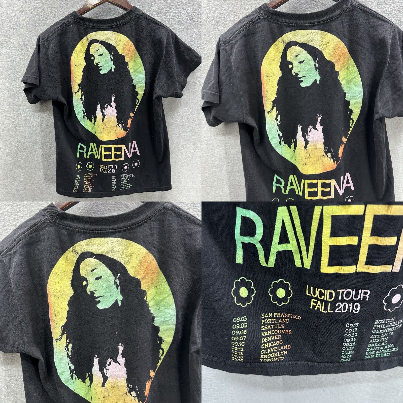 Vintage RAVEENA 2019 Tour T-Shirt Mens Small Black Graphic Print Double-Sided Band Collector Size US S / EU 44-46 / 1 - 8 Thumbnail