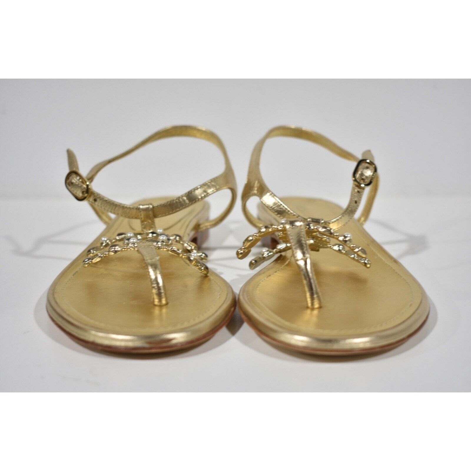 Chanel Chanel 19P Gold Metallized Lambskin CC Logo Mule Slide Size US 6 / IT 36 - 6 Thumbnail
