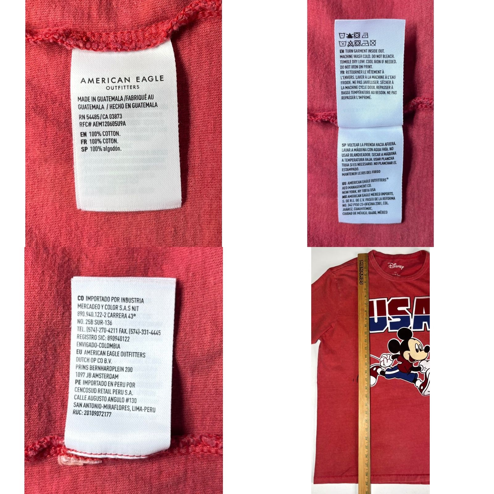 Disney Disney Mickey Mouse T-Shirt Mens L Red Cotton 100% Short Sleeve Crew Neck USA Disney x American Eagle Outfitters Vintage Size US L / EU 52-54 / 3 - 8 Thumbnail