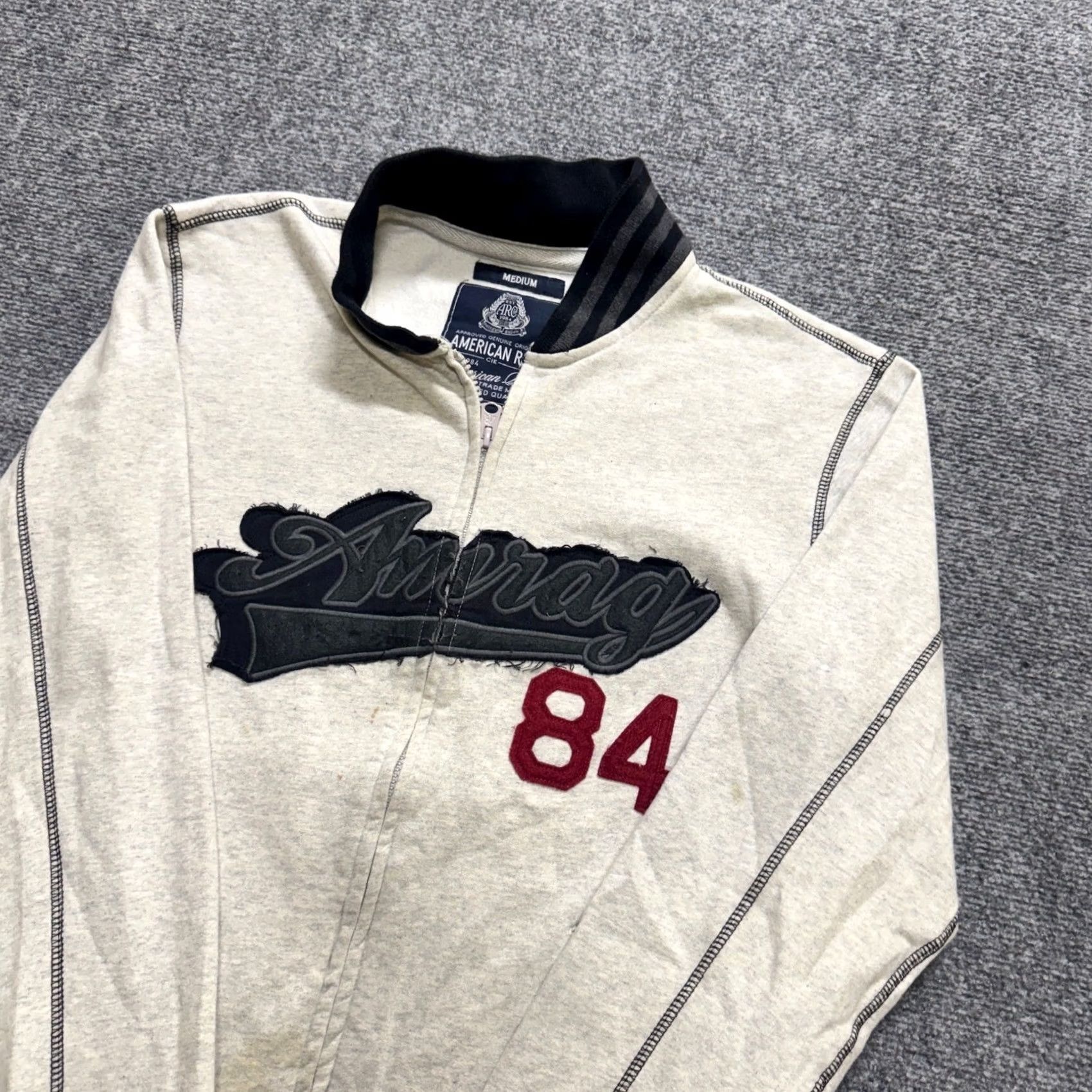 Vintage VINTAGE American Rag Jacket Mens Medium Full Zip Cotton Blend Striped White Stained Distressed Flaws Size US M / EU 48-50 / 2 - 2 Thumbnail