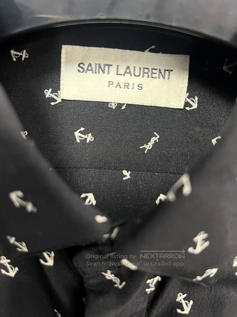 Saint Laurent Paris Saint Laurent Paris size 39 Anchor Print Silk Shirt Size US M / EU 48-50 / 2 - 3 Thumbnail