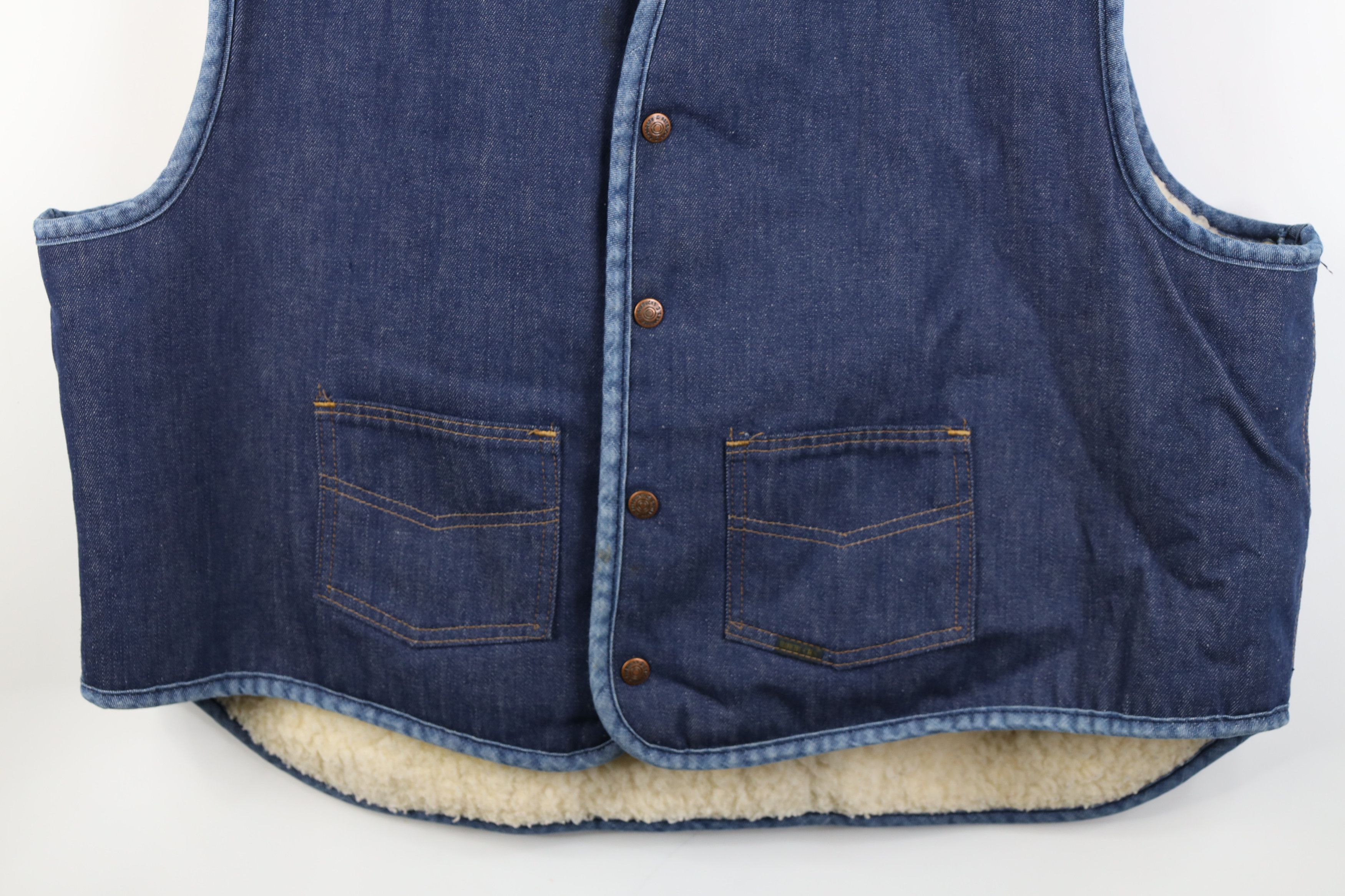 Vintage Vintage 60s 70s Streetwear Western Fleece Denim Vest Jacket Size US XXL / EU 58 / 5 - 3 Thumbnail