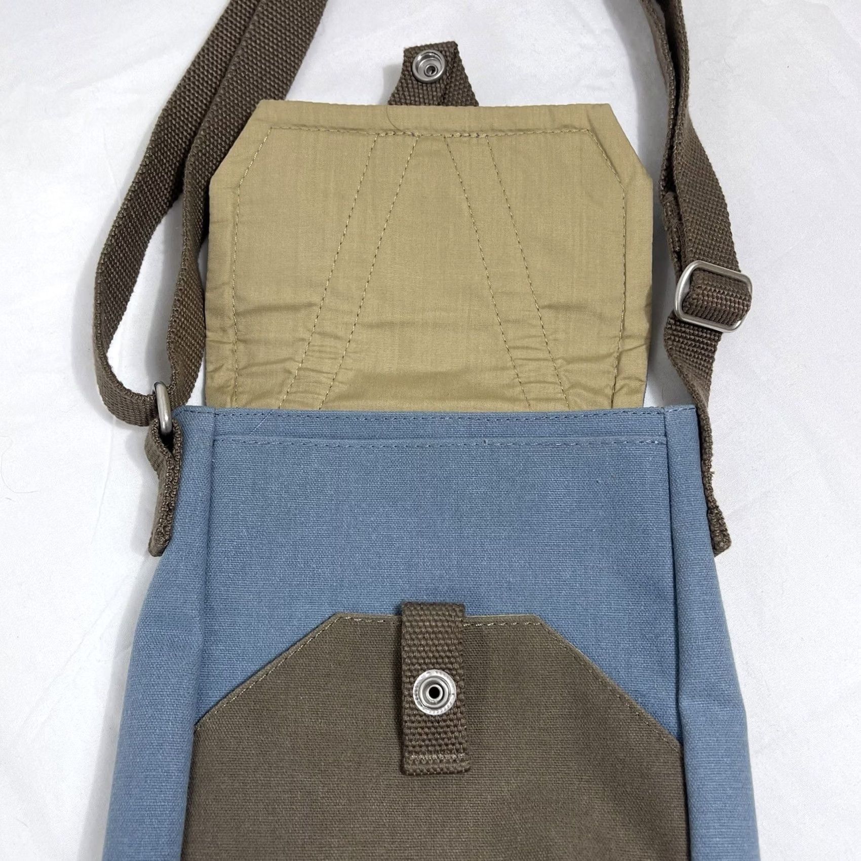 Vintage L.L. Bean Unisex Bag Crossbody Travel Canvas Blue Brown 509627 Pouch Utility Small" Size ONE SIZE - 6 Thumbnail