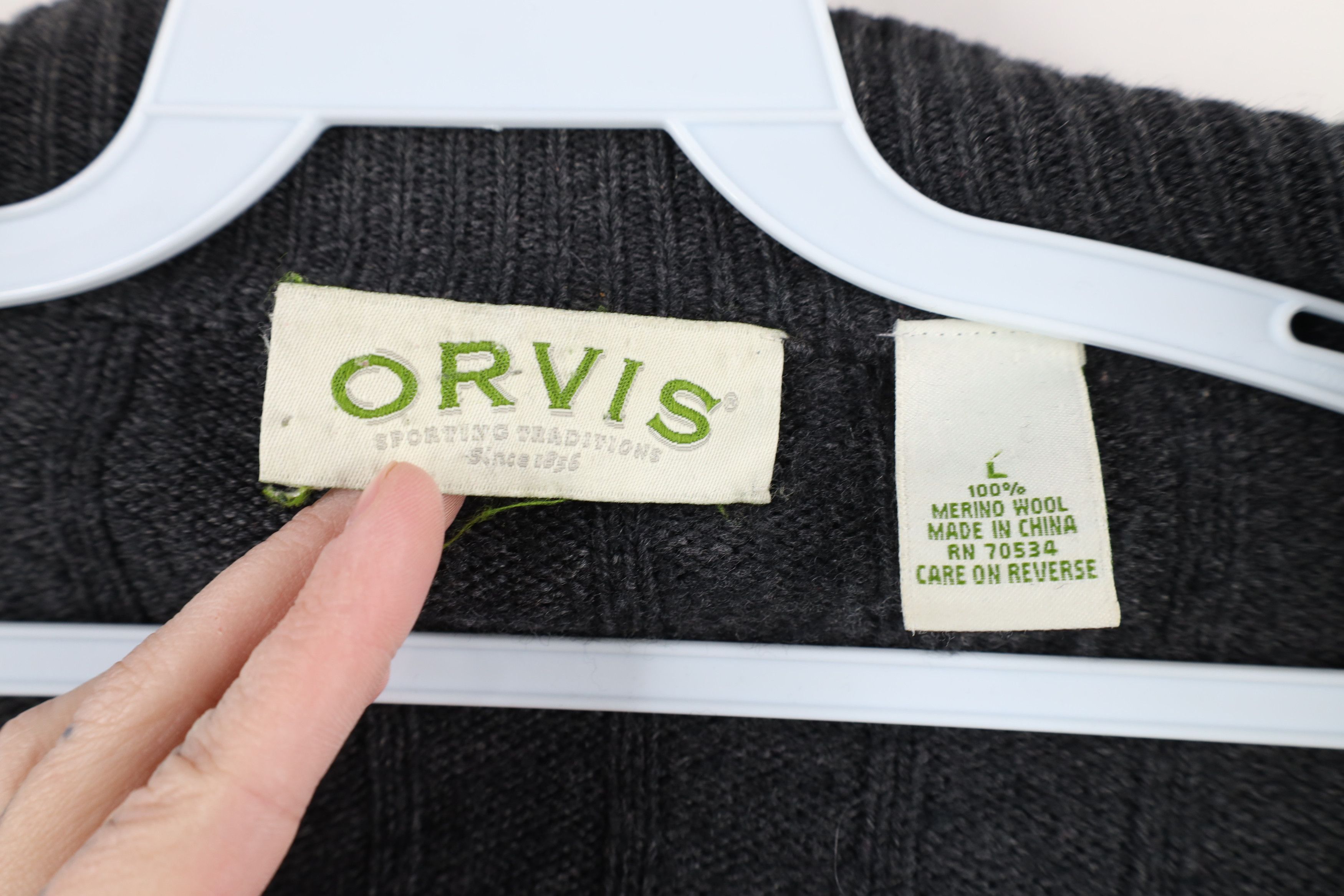 Orvis × Vintage Vintage Orvis Wool Knit Elbow Patch Zip Sweater Jacket Size US L / EU 52-54 / 3 - 10 Thumbnail