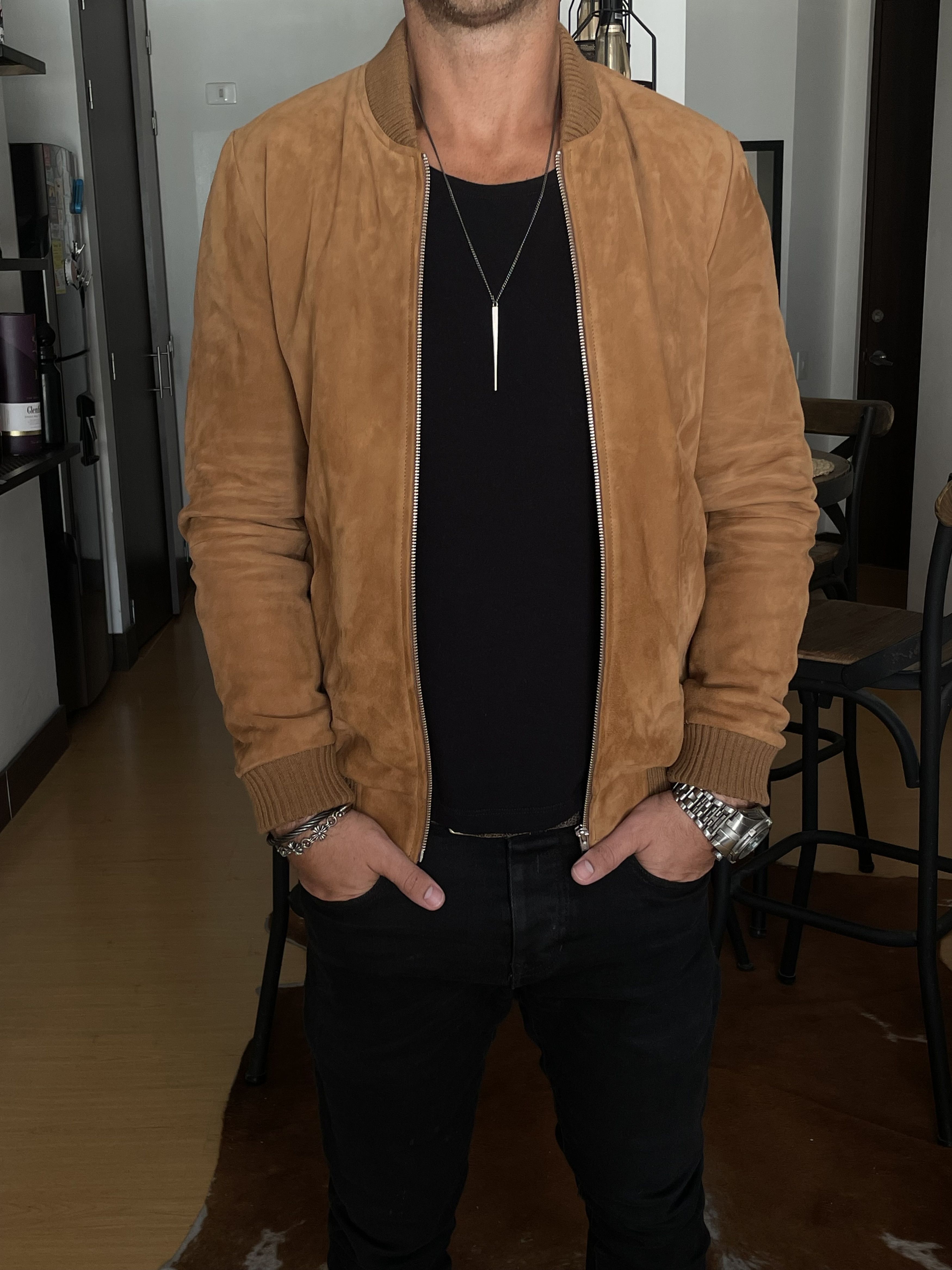 Sandro JOHN VARVATOS Jacket Leather Suede Bomber SANDRO Size US S / EU 44-46 / 1 - 4 Thumbnail