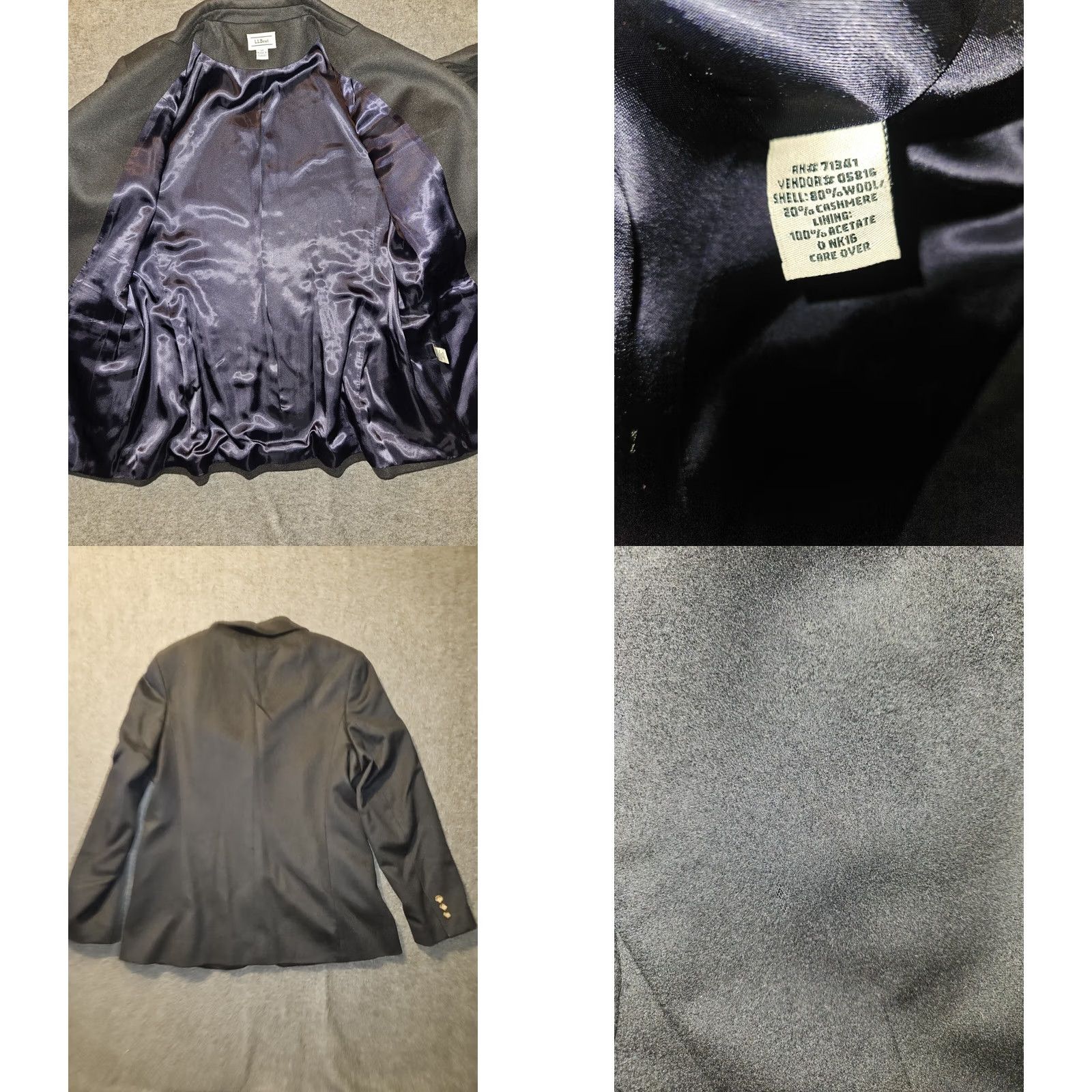 Vintage VINTAGE L.L. Bean Blazer Womens 12R Black Wool Blend 3 Button Tailored Size XL / US 12-14 / IT 48-50 - 8 Thumbnail