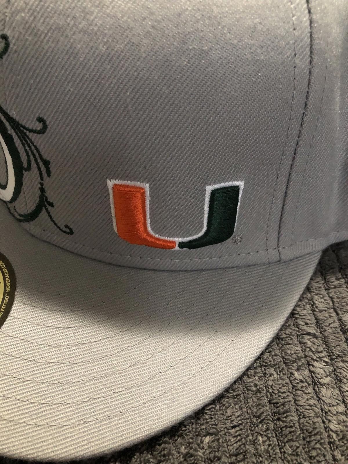 New Era Miami Canes New Era 59Fifty “Tagging” Hat Gray 7 1/4 NEW Size ONE SIZE - 10 Thumbnail