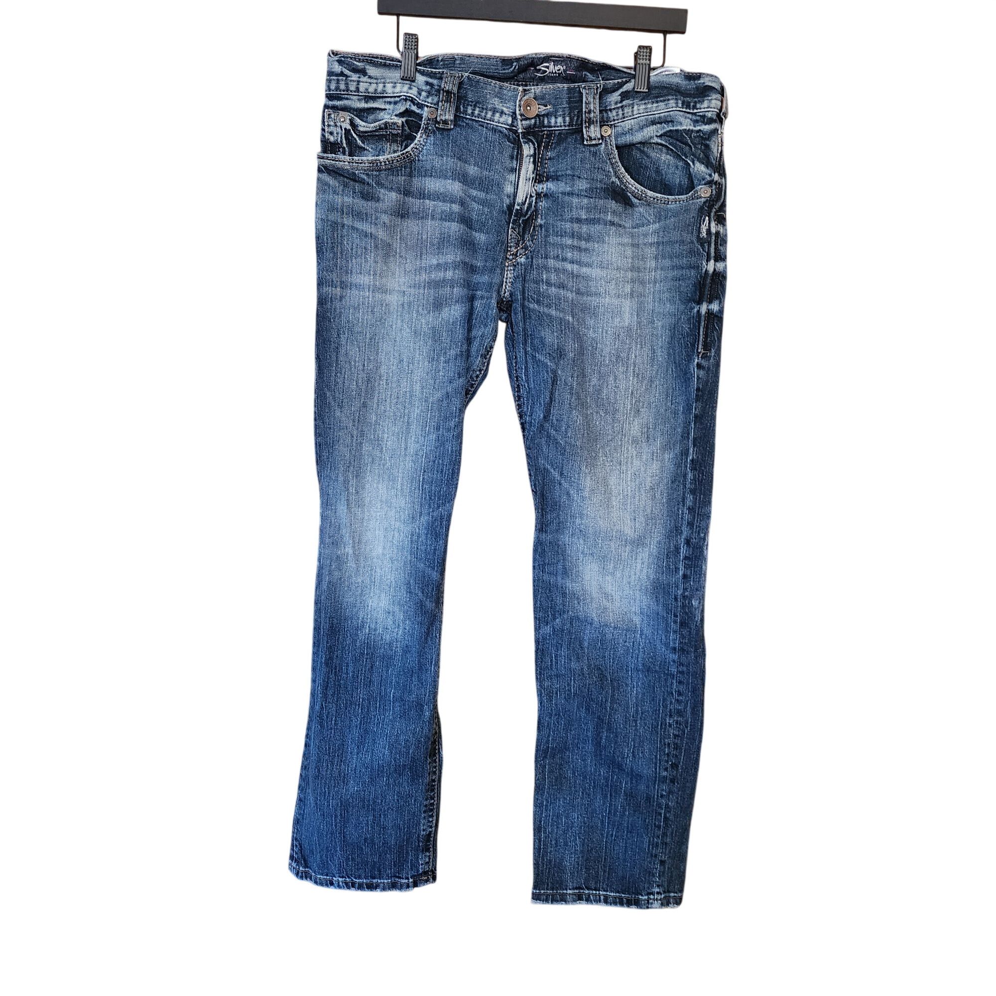 Silver Jeans Co. Silver Jeans Co Allan Mens W36/L32 Distressed Blue Denim Str Size US 36 / EU 52 - 1 Thumbnail