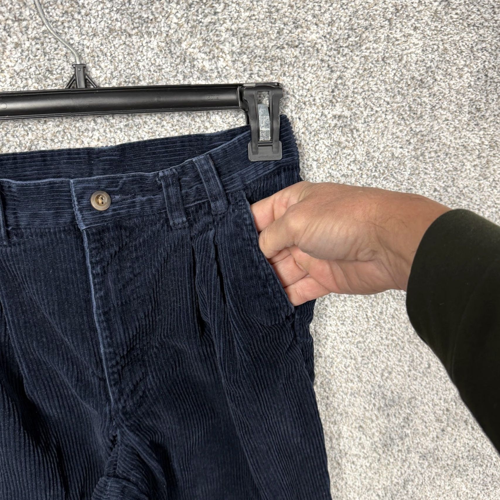 Lands' End VINTAGE Talbots Corduroy Pants 14 Blue Pleated Pockets 26 Inseam 25 Waist Women Dress Pants Cotton Dark Academia Size 36" / US 14 / IT 50 - 7 Thumbnail
