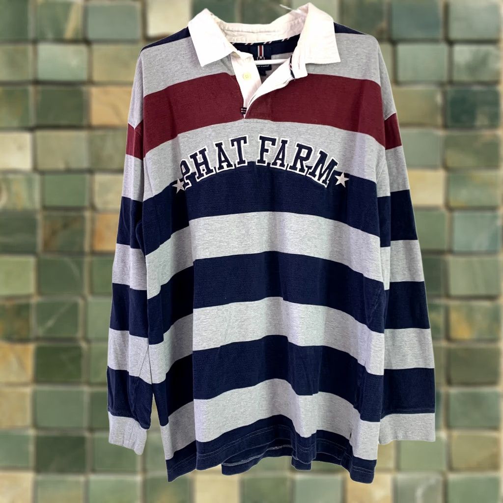Phat Farm VINTAGE Phat Farm Polo Shirt Adult 2X XXL Gray Blue Red Striped Y2K Men Size US XXL / EU 58 / 5 - 1 Thumbnail