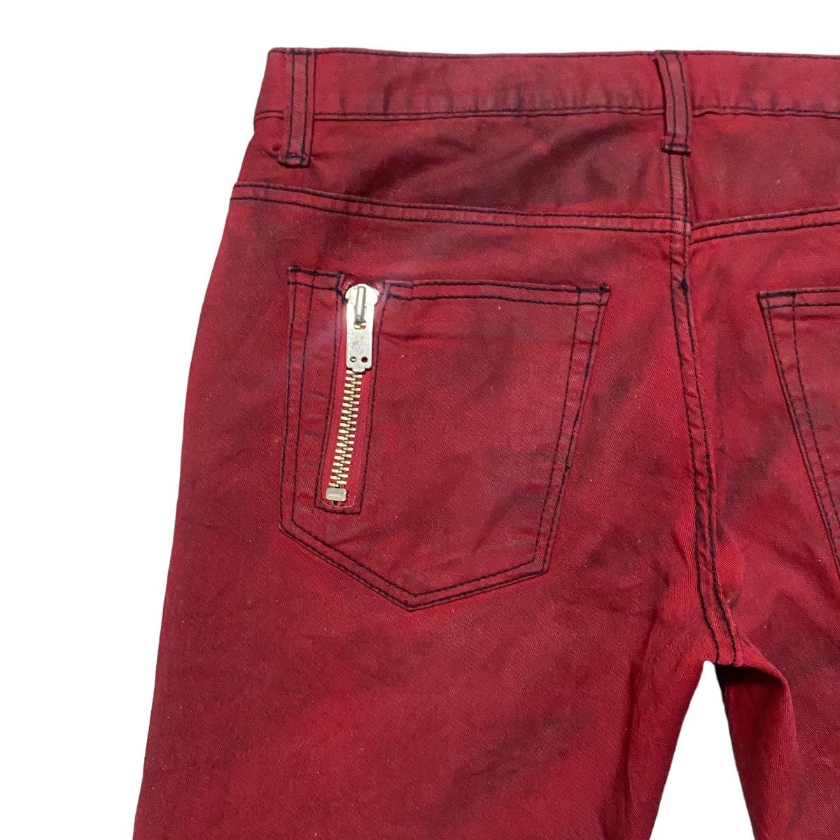 Roen RAT ROEN Blood Red Waxed Skinny Jeans Size US 32 / EU 48 - 11 Thumbnail