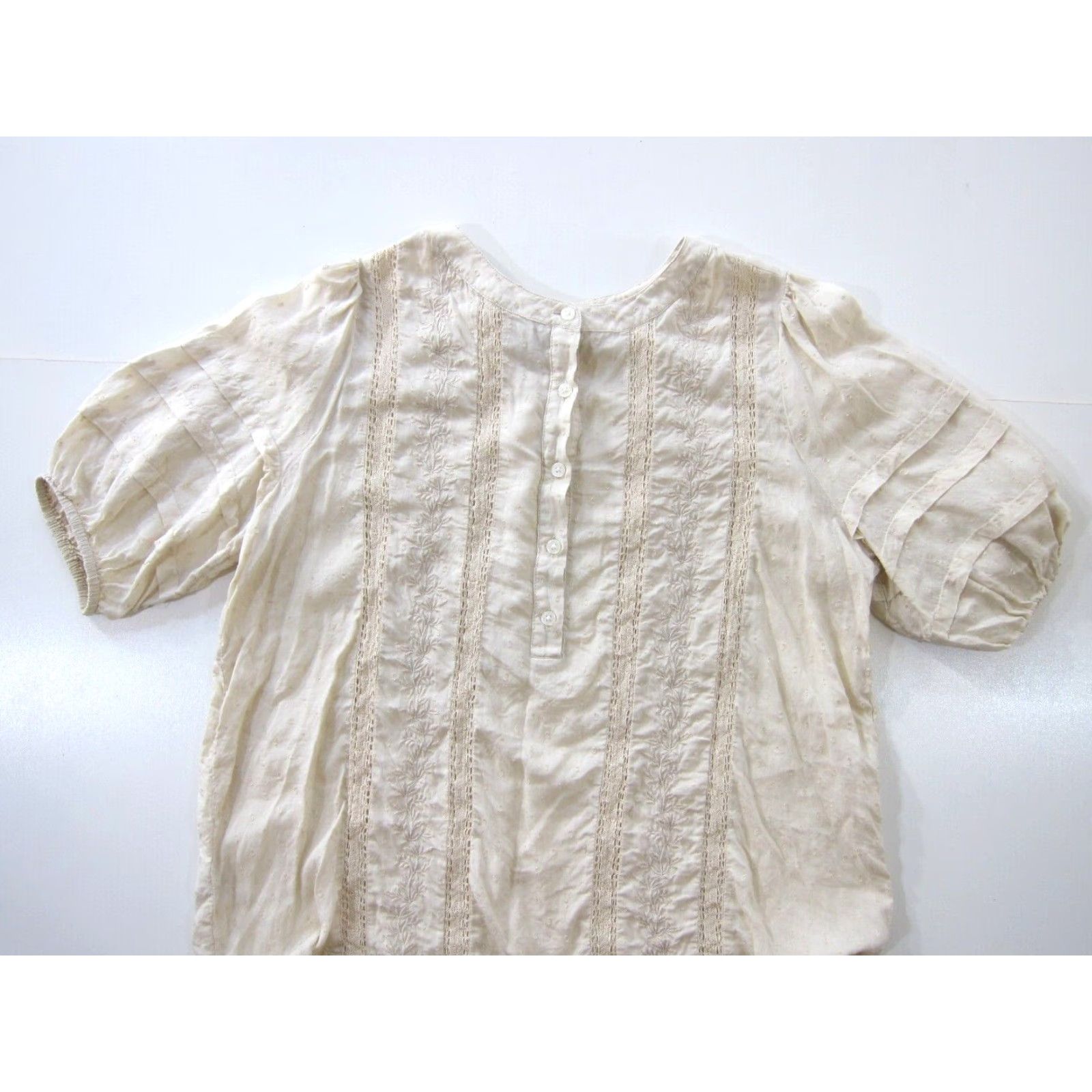 Ann Taylor ANN TAYLOR LOFT 100% RAYON IVORY EMBROIDERED FLORAL TUNIC PEASANT BLOUSE Small Size S / US 4 / IT 40 - 4 Thumbnail