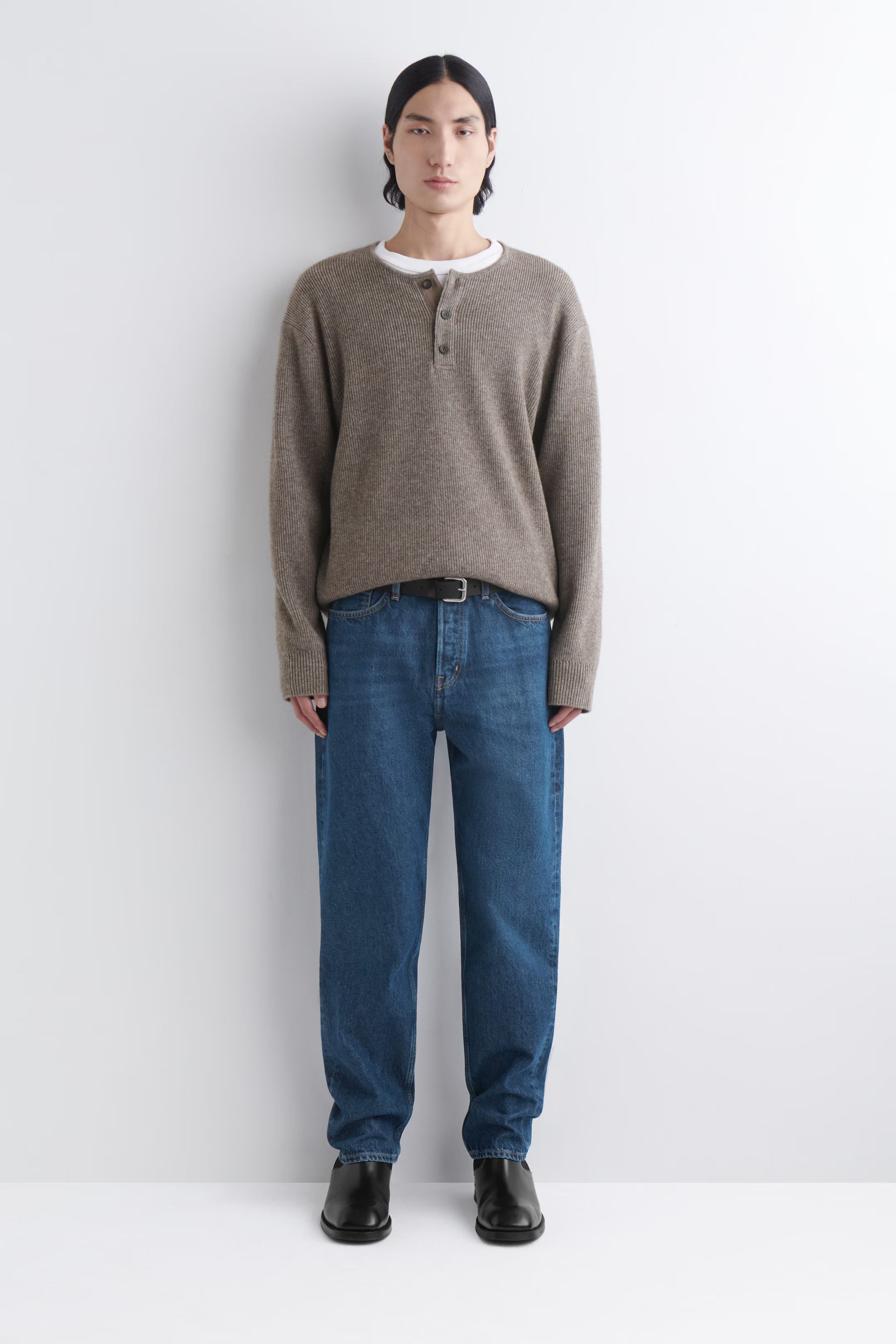 Cos KNITTED MERINO-YAK HENLEY TOP Size US L / EU 52-54 / 3 - 6 Thumbnail